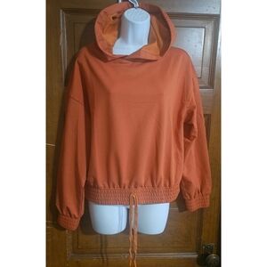 Woman's Hooded Thick Elastic Band Cinched Top